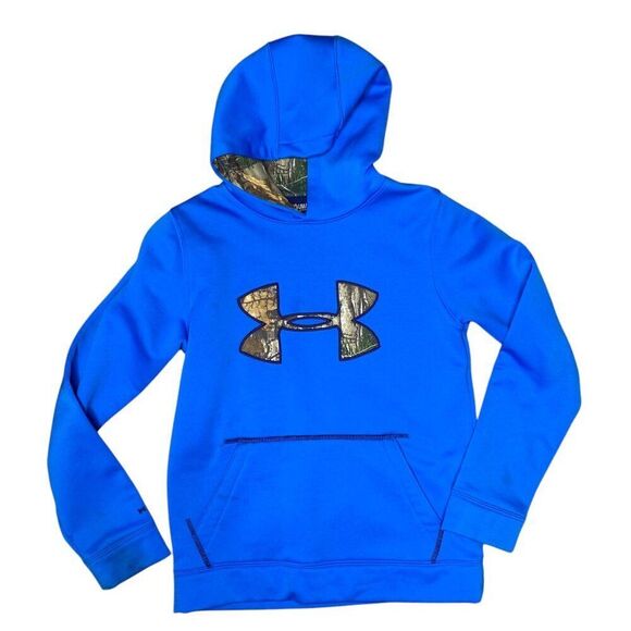 Under Armour Boys Size Medium Hooded Sweatshirt Blue Camo - Picture 1 of 7